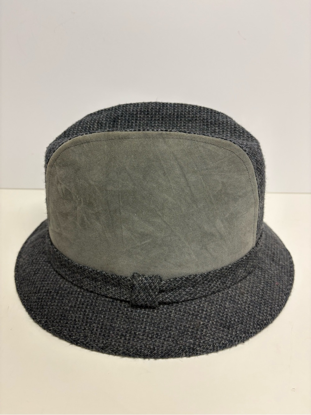 Bees Hats Mens Textured Wool Blend Fedora Hat with Suede Front Panel - Gray XL